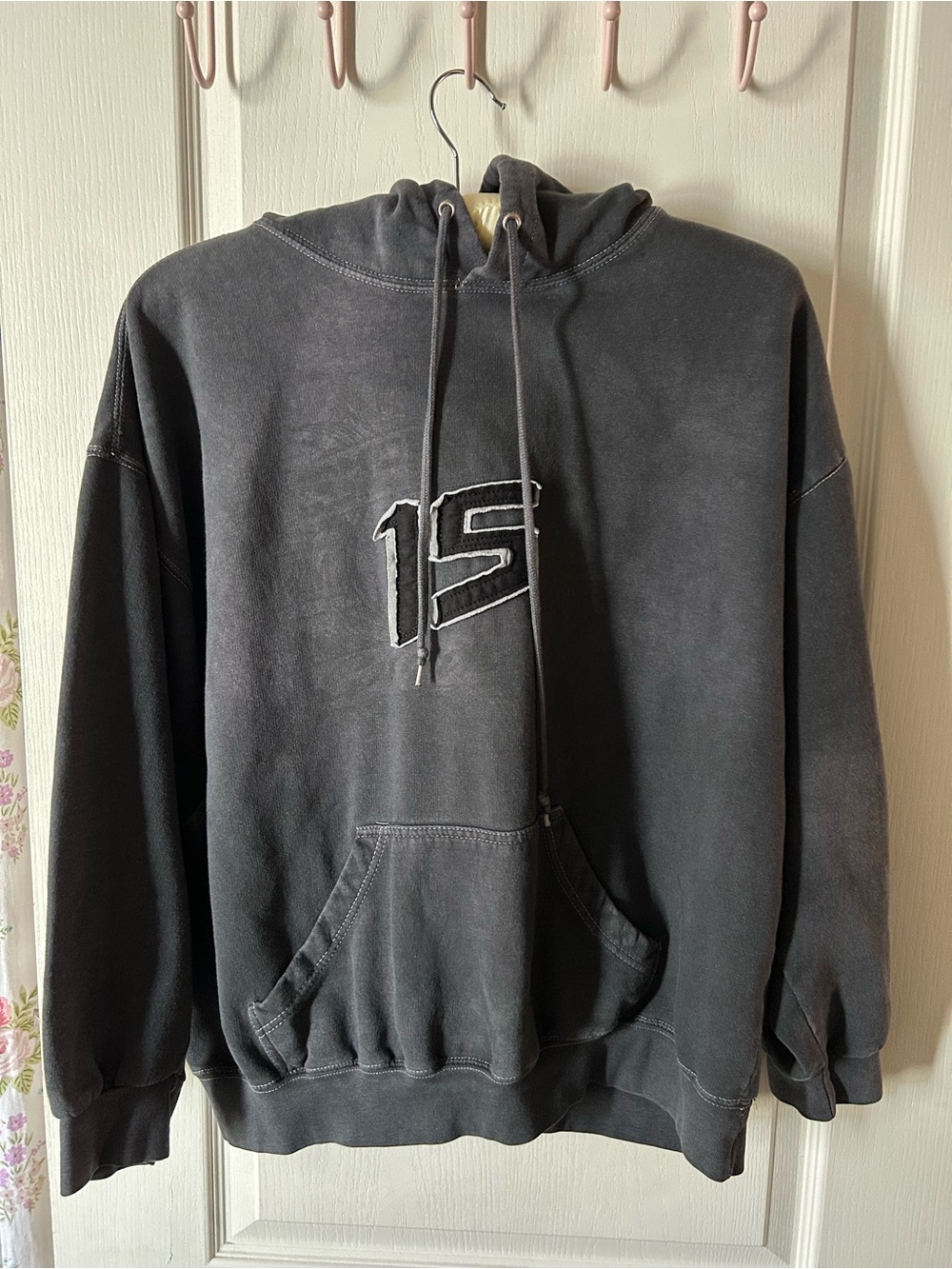 Jostens Vintage Style Acid Washed Aesthetic 15 Charcoal Grey Hoodie Size XL